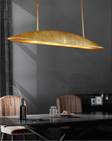 Lámpara Colgante LED de Lujo Estilo Americano Vintage XZ, de Latón Dorado, Grande, Lineal, de Cobre, para Isla de Cocina, para Techos Altos