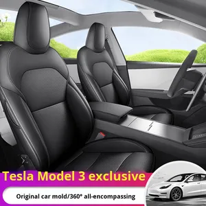 Funda y Cojín <span class=keywords><strong>de</strong></span> Asiento <span class=keywords><strong>de</strong></span> Coche <span class=keywords><strong>de</strong></span> Cuero Completo <span class=keywords><strong>para</strong></span> Todas las Estaciones, Diseño Especial <span class=keywords><strong>para</strong></span> Tesla Model 3 OLIVER, Cobertura Total - Product Image 6