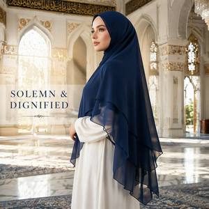 Nuovo Khimar 2026 a Due Strati Davanti e Tre Strati Dietro in Chiffon Fluido, Vestibilità Comoda e Copertura Totale |   Hijab Istantaneo One Piece, Khimar <span class=keywords><strong>da</strong></span> Preghiera per Donne - Product Image 3