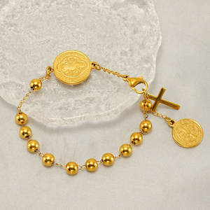Religious 316L Stainless Steel 14k 18k Gold Plated Catholic <b>Bead</b> <b>Bracelets</b> With Charms Rosary <b>Bracelet</b> for Women <b>Men</b> - Product Image 4
