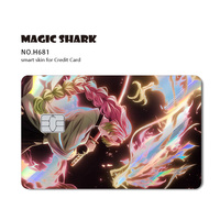 Autocollants de cartes bancaires holographiques brillantes de différentes conceptions d'anime personnalisées amovibles et transparentes à petite puce