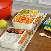 Lonchera Térmica Aislada Apta para Microondas, Lonchera Bento Rectangular de Plástico Portátil con Gran Capacidad para Uso en la Cocina y para Adultos