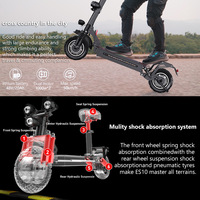 Trottinette électrique à double moteur 2000W pour adultes, 50 km/h, tout-terrain, 48V 20Ah, pneus de 10 pouces, autonomie de 61 km, pliable avec siège