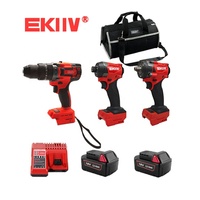 Kit combiné EKIIV 4 outils 18V sans balais, ensemble d'outils multifonctionnels pour la maison, perceuse à main pour la découpe du métal