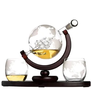 Negozio Online vendite calde decanter in vetro da 28 once decanter a globo personalizzati whisky wine tequila decanter set