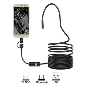 Kamera Endoskop Ponsel, 5.5Mm Mikro 3 In 1 USB Tipe-c Android HD Ular Tabung Kamera Endoskopi