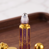Flacon de parfum rechargeable de qualité supérieure 6 ml en verre avec applicateur à bille doré et bouchon à vis, en carton, bouteille octogonale haute