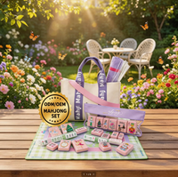 Tuiles de jeu de Mahjong portables de luxe modernes en acrylique violet clair à 4 couches, personnalisables en gros pour enfants