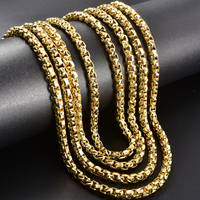 Collier chaîne perlée plaqué or pas cher en gros avec entretoises rectangulaires gaufrées, bijoux de mode pour femmes, lots en gros