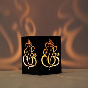 Portavelas de hierro con diseño de loto OM para Diwali, decoración para mesa de Pooja hindú, linterna - Product Image 3