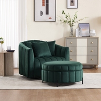 Fauteuil pivotant surdimensionné moderne en forme de citrouille avec rangement, pouf confortable, siège vert, style détente, canapé d'appoint modulable, pieds en métal, mobilier