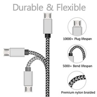Câble de charge rapide Micro USB tressé à motif serpent 1/2/3m pour téléphones mobiles Android