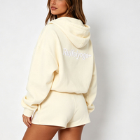 Ensemble de survêtement oversize en molleton avec impression personnalisée, à épaules tombantes et fermeture éclair, pour femme, haute qualité, deux pièces, hiver