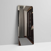ECOLIVING Miroir sur pied Art Déco en métal, pleine longueur, 4 mm d'épaisseur, cadre noir arqué, éclairé, pliable, portable, incassable, pour mariage