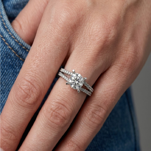 Hermoso Anillo de Oro Blanco Sólido de 18K con Montura Semimontada de Tallo Dividido y Detalles de 4 Puntas para Diamantes Certificados, Joyería Fina al por Mayor - Product Image 6