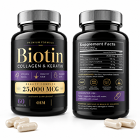Capsules de biotine, collagène et kératine en marque blanche, vente en gros, OEM, complexe beauté pour la santé des cheveux, de la peau et des ongles, complément alimentaire