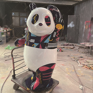 Sculpture de panda en fibre de verre, décoration animale à poser au sol pour extérieur - Product Image 2