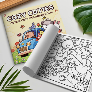 Livre de coloriage confortable mignon et confortable Adorables pages de coloriage sur le thème des animaux pour enfants adultes livre d'activités de coloriage anti-stress - Product Image 2
