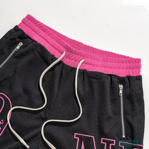 Shorts de basket-ball en maille respirante à taille mi-haute décontractés en polyester 100% avec logo brodé personnalisé pour hommes - Product Image 4