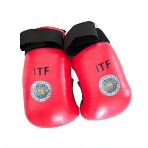 ถุงมือเทควันโด ITF สีแดง หนัง PU สำหรับทุกเพศ ทนทาน กันน้ำ น้ำหนักเบา อุปกรณ์ฝึกศิลปะการต่อสู้ - Product Image 1