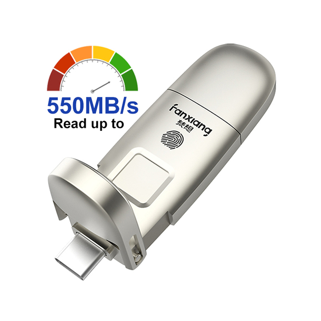 128GB 256GB 512GB 1TB USB3.2 Type-C Fingerprint Encrypted Memory Stick U Disk Pendrive Pen Drives Solid State USB Flash Drives