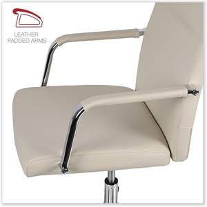 Chaise de travail en cuir Alera Workspace, supporte jusqu'à 275 lb, hauteur d'assise de 18,19 po à 21,93 po, siège et dossier en cuir PU blanc - Product Image 3