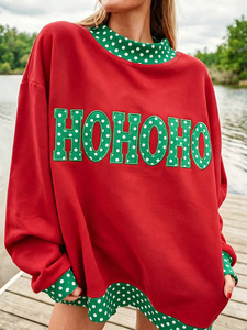Sweat-shirt oversize à col montant pour femme, en tissu épais, avec patchwork personnalisé à carreaux vichy, style streetwear décontracté et universitaire - Product Image 3