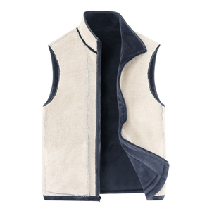 Chaqueta de lana personalizada para otoño e invierno con cuello alto, cálida, para exteriores, tipo chaqueta de lana de cordero, talla grande, chaleco para hombre - Product Image 3
