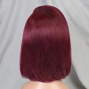 FH Perruques de cheveux bon marché Prix de gros # 99J 100% perruque de cheveux raides brésiliens perruque de cheveux humains bruts Remy bob court - Product Image 5