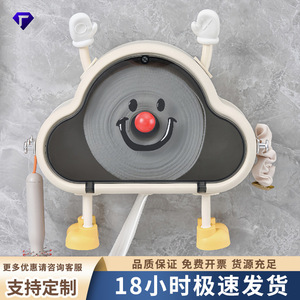 Cloud Shaped Toilet Paper Holder Wall Mounted Creamy White Storage Box With Face Design For Bathroom - Product Image 5