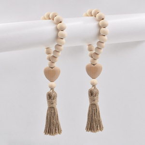 Farmhouse-Style Tassels <strong>Beads</strong> with Heart Wood <strong>Bead</strong> Garland Rustic Country Decor Prayer <strong>Beads</strong> for <strong>Door</strong> Knobs Home Decor - Product Image 2