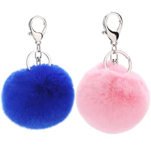 Pom Fur Ball Keychains Pompom Puff Heart avec Balls Bulk Faux Fluffy Furry Fluff Furball Real Poms Rainbow Puffballs Keychain