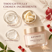 Crème pour le visage à la grenade, acide hyaluronique, beurre de karité, hydratante, éclaircissante, illuminatrice, marque privée, OEM, ODM, soins de la peau