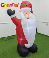 Décoration de Noël gonflable lumineuse, Père Noël agitant la main avec une longue barbe blanche, pour jardin et cour arrière