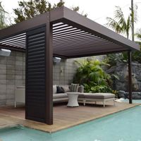 Pergola motorisée en aluminium CLEARVIEW avec toit à lamelles automatiques, panneaux solaires, protection UV, imperméable, pour balcon, extérieur, gazebo