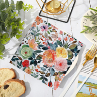 Op Maat Bedrukt Bloemenpatroon Thema Verjaardagsfeest Decoratief Gekleurde Decoupage Vierkante Servetten Met Logo Restaurant Gebruik