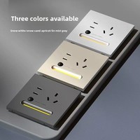 Lampu Lantai Soket Terpasang Datar Tipe 86 Lima Lubang, Lampu Induksi Tubuh Manusia, Fitur Pengatur Waktu Mati, Cahaya Lembut, Ramah Mata, Pengunci Anak, PC
