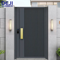 Porte d'entrée principale de style moderne américain, porte extérieure en aluminium, porte d'entrée noire pour maison, villa