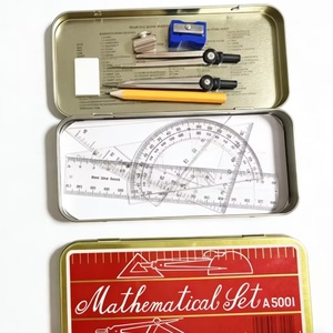 Ensemble de traçage et de division géométrique en gros pour étudiants, 9 pièces, avec boîte métallique, pour le dessin mathématique - Product Image 5
