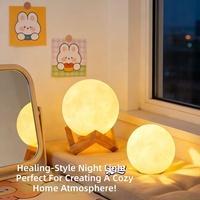 Lampe lune créative en vinyle peinte à la main, veilleuse LED tendance pour chambre à coucher avec fonction tactile
