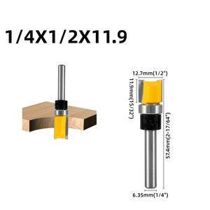 RTS Fraise <span class=keywords><strong>à</strong></span> <span class=keywords><strong>bois</strong></span> en carbure <span class=keywords><strong>à</strong></span> 2 dents, queue de 6 mm (1/4 po), avec un roulement intégré, longueur de travail de 11,9 mm, pour rainurage, ébavurage et fraisage - Product Image 1
