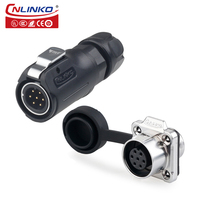 Connecteur industriel étanche M12 mâle et femelle en plastique CNLINKO LP12