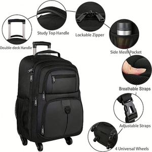 Rolling Backpack with 4 Wheels <b>17</b> Inch Travel <b>Laptop</b> Backpack Large Wheeled Backpacks Water Resistant Luggage Suitcase <b>Bag</b> - Product Image 2