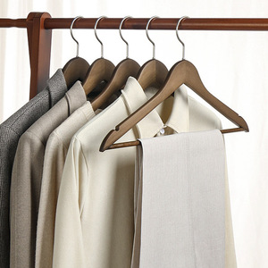 Perchas de madera maciza con gancho rectangular, antideslizantes y sin marcas, para uso en armarios y tiendas de ropa. - Product Image 1