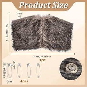 Unisex Faux Fur Shoulder Cape <b>Scarf</b> Viking Medieval Costume <b>Shawl</b> with Safety Pins Halloween Cosplay Accessory - Product Image 3