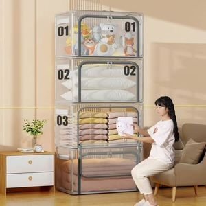 Bathliving Room <b>Waterproof</b> Foldable Clothing Modern Design <b>Storage</b> Home Furniture <b>Box</b> Bedroom Wardrobe Durable Transparent - Product Image 6
