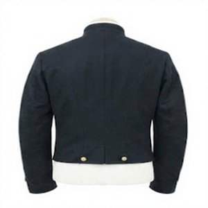 Veste matelassée en laine noire pour homme, style vintage, col montant, simple boutonnage, gaufrée, réversible, coupe-vent, manteau d'hiver - Product Image 4