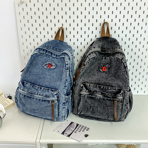 Sac à dos en jean élégant et grande capacité pour adolescents, sac d'école simple et décontracté pour étudiants universitaires, unisexe - Product Image 5