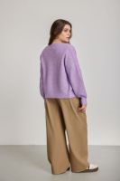 Vêtements d'hiver pour femmes personnalisés 2026 Cardigan décontracté lavande Grande taille Tissu acrylique doux Col en V Manches lanternes Bouton épais