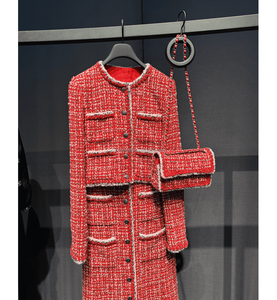 Completo Natalizio di Lusso per Donna, Pantaloni in <span class=keywords><strong>Tweed</strong></span> di Cotone, <span class=keywords><strong>Giacca</strong></span> in <span class=keywords><strong>Tweed</strong></span>, Gonne, Set di Pantaloni, Completi in Lana <span class=keywords><strong>Tweed</strong></span>, <span class=keywords><strong>Giacca</strong></span> e Pantaloni, Set di 3 Pezzi - Product Image 2